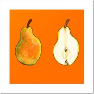 Pear and cut pear Posters and Art